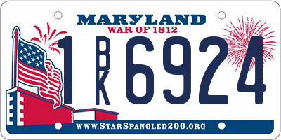 MD license plate 1BK6924