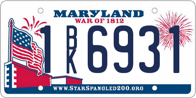 MD license plate 1BK6931