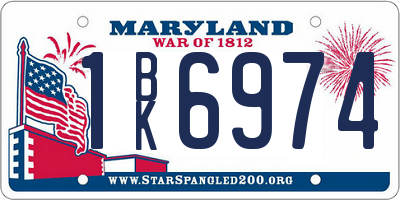MD license plate 1BK6974
