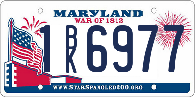 MD license plate 1BK6977
