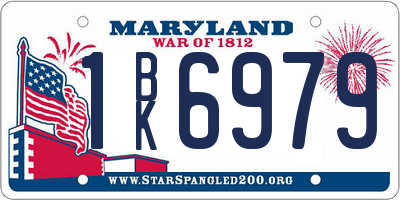 MD license plate 1BK6979