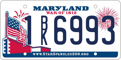 MD license plate 1BK6993