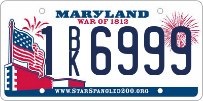 MD license plate 1BK6999