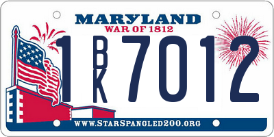 MD license plate 1BK7012