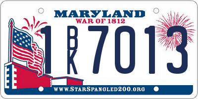 MD license plate 1BK7013