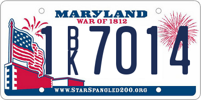 MD license plate 1BK7014
