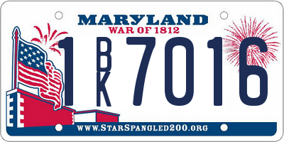 MD license plate 1BK7016