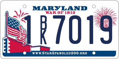 MD license plate 1BK7019