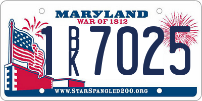 MD license plate 1BK7025