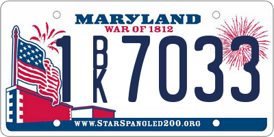 MD license plate 1BK7033