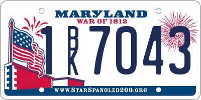 MD license plate 1BK7043