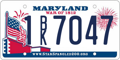 MD license plate 1BK7047