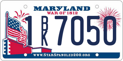MD license plate 1BK7050