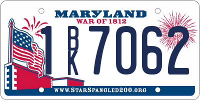 MD license plate 1BK7062