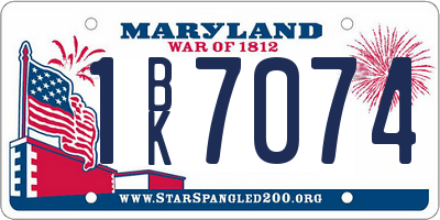 MD license plate 1BK7074