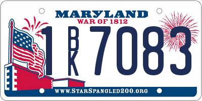 MD license plate 1BK7083