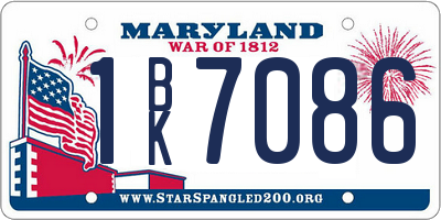MD license plate 1BK7086