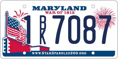 MD license plate 1BK7087