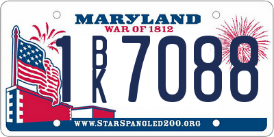 MD license plate 1BK7088