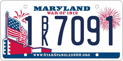 MD license plate 1BK7091