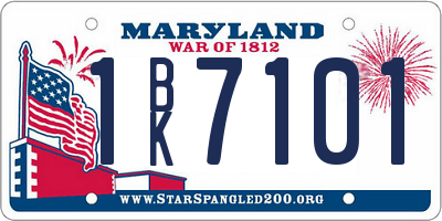MD license plate 1BK7101
