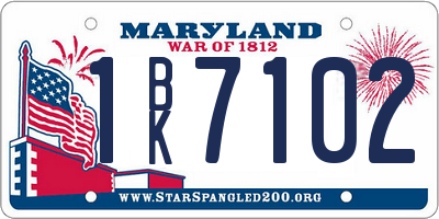 MD license plate 1BK7102