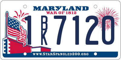 MD license plate 1BK7120