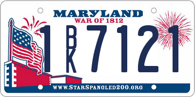 MD license plate 1BK7121