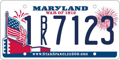 MD license plate 1BK7123
