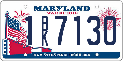 MD license plate 1BK7130