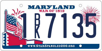 MD license plate 1BK7135