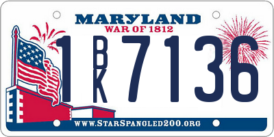 MD license plate 1BK7136