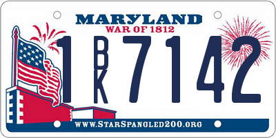 MD license plate 1BK7142