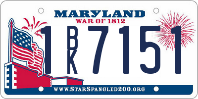 MD license plate 1BK7151