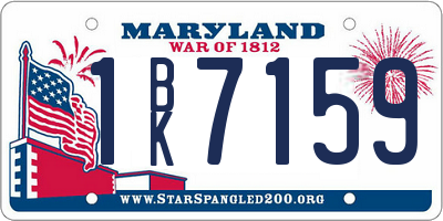 MD license plate 1BK7159