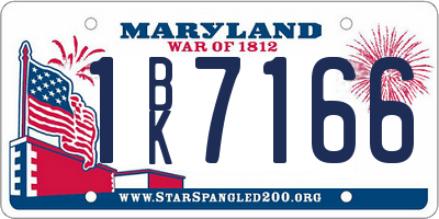 MD license plate 1BK7166