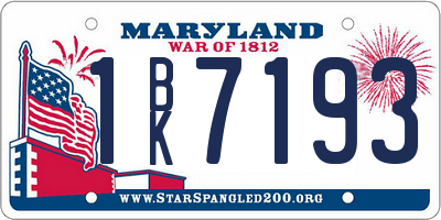 MD license plate 1BK7193