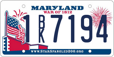 MD license plate 1BK7194