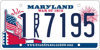 MD license plate 1BK7195