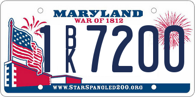 MD license plate 1BK7200