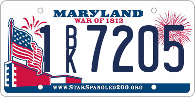 MD license plate 1BK7205