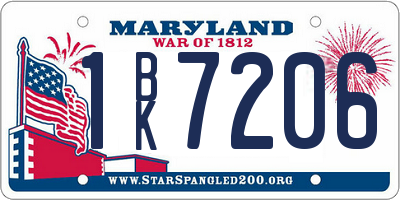 MD license plate 1BK7206