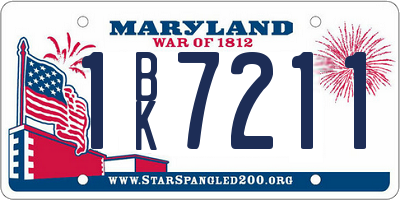 MD license plate 1BK7211