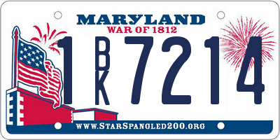 MD license plate 1BK7214