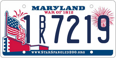 MD license plate 1BK7219