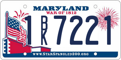 MD license plate 1BK7221