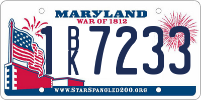 MD license plate 1BK7233