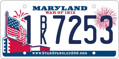 MD license plate 1BK7253
