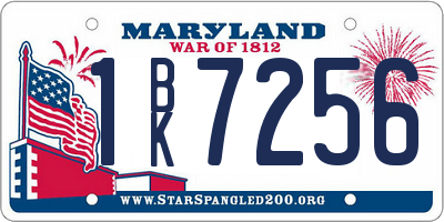 MD license plate 1BK7256