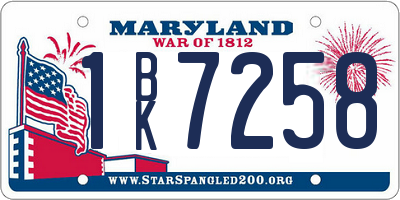 MD license plate 1BK7258